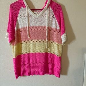 BiBi Pink and Yellow Striped Knit Blouse